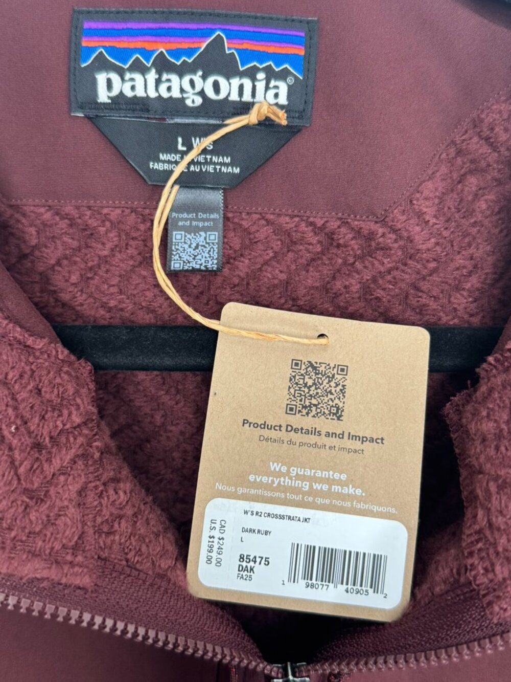 Patagonia Women's R2 CrossStrata Jacket 'Dark Ruby' 85475 DAK Multi Size - Picture 8 of 9